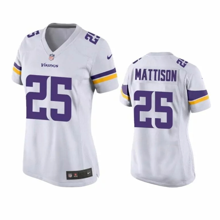 Alexander Mattison 25 Vikings Jersey White Women Authentic Alternate Purple Gold