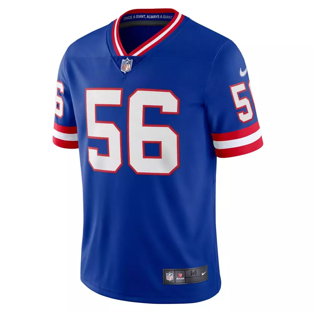 Custom New York Giants 56 Jersey Royal Blue Men V-neck White Red Classic Vapor Limited