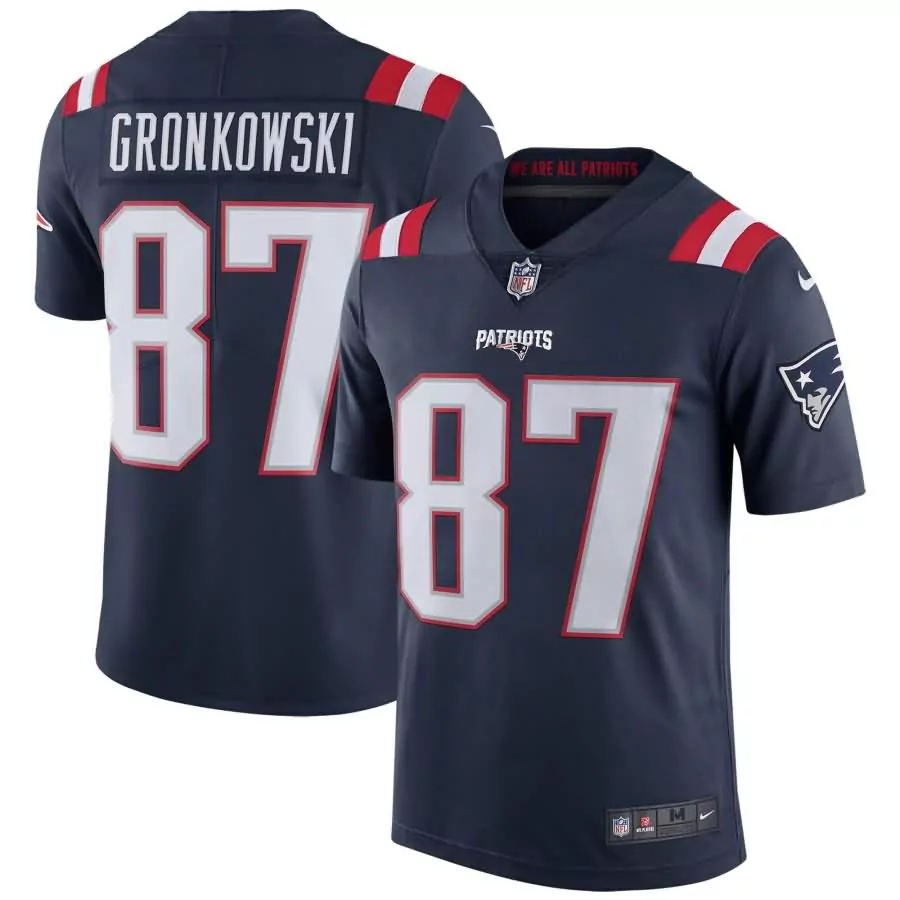 Rob Gronkowski 87 Jersey Navy Blue New England Patriots Men On-field White Red Vapor