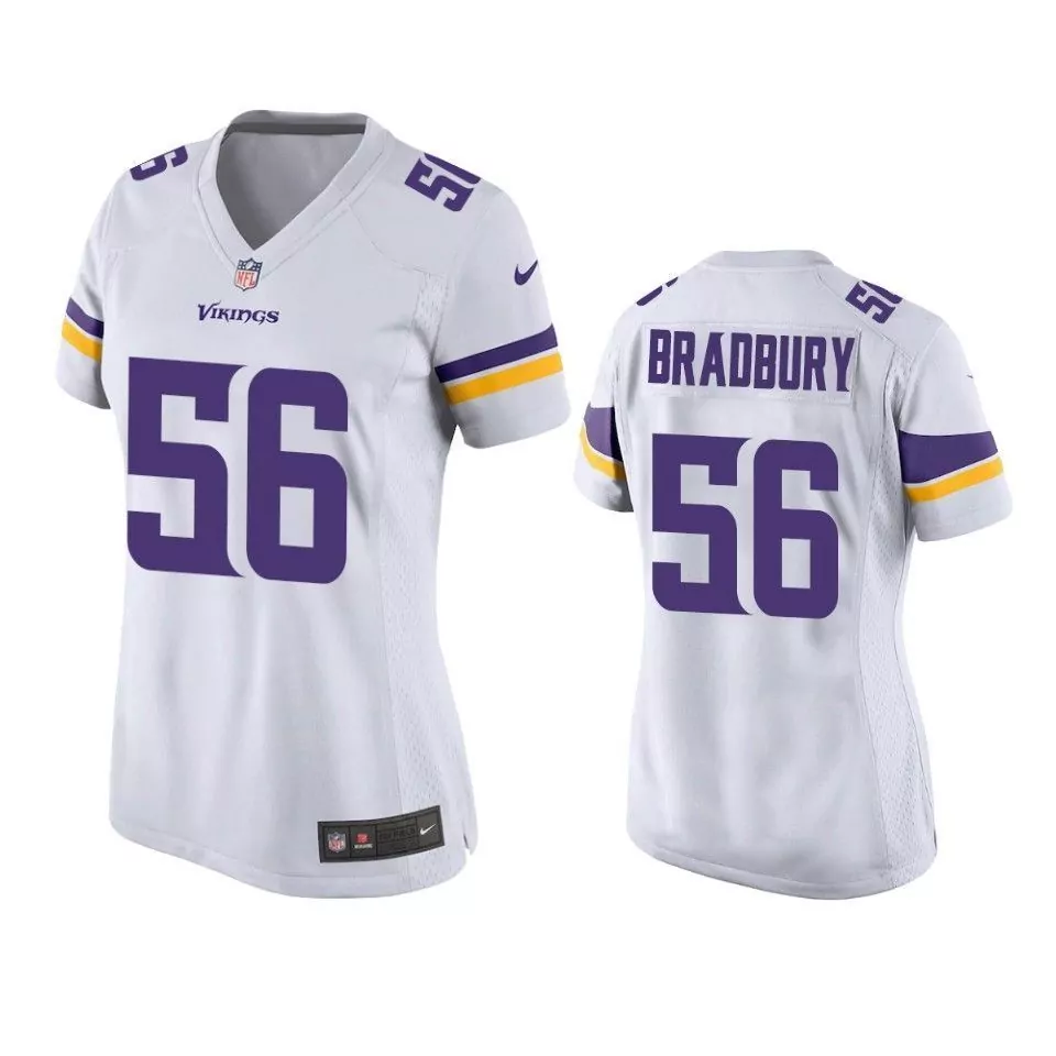 Garrett Bradbury 56 Vikings Jersey White Women Alternate Purple Yellow Game