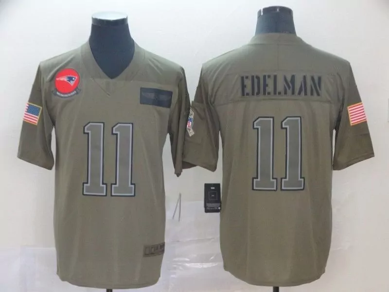 Julian Edelman 11 Jersey Olive Green Salute To Service New England Patriots Us Flag