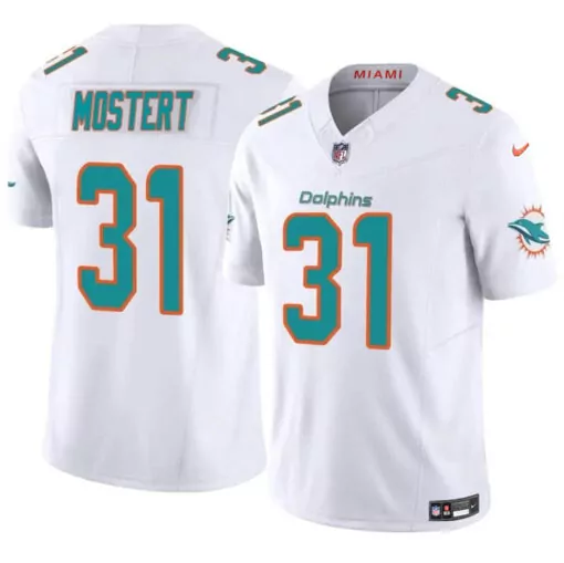 Raheem Mostert 31 Miami Dolphins Jersey White Men Replica Teal Orange Alternate Vapor