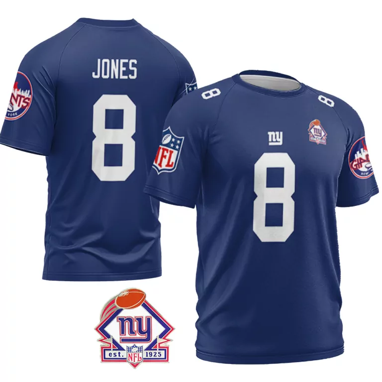 Daniel Jones 8 New York Giants Jersey Blue NY 1925 Men White Vapor Limited