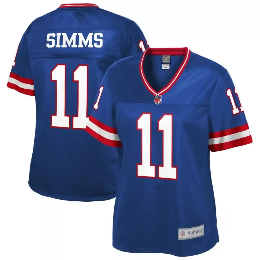 Phil Simms 11 New York Giants Jersey Royal Blue Men Game White Red Pro Retired