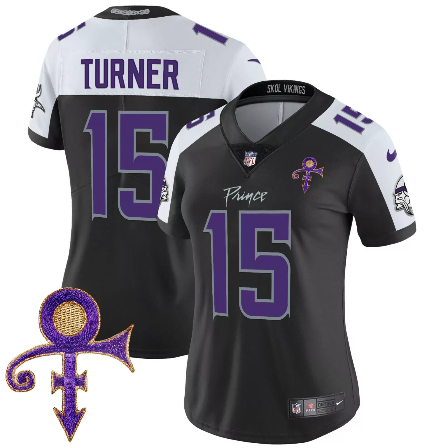Dallas Turner 15 Jersey Black Prince Tribute Minnesota Vikings Women Player Alternate