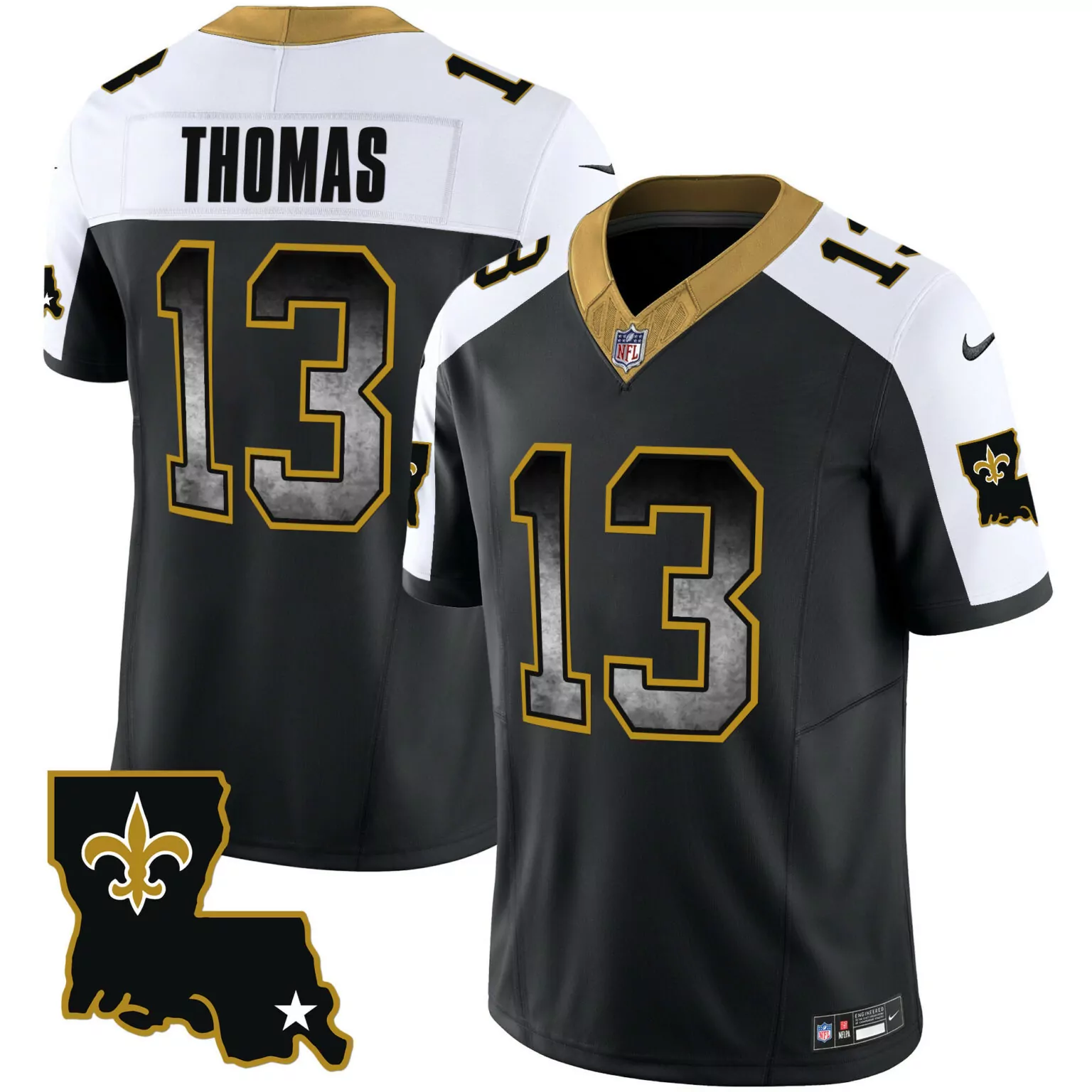 Michael Thomas 13 Jersey Black New Orleans Saints Men Alternate White Gold Legacy