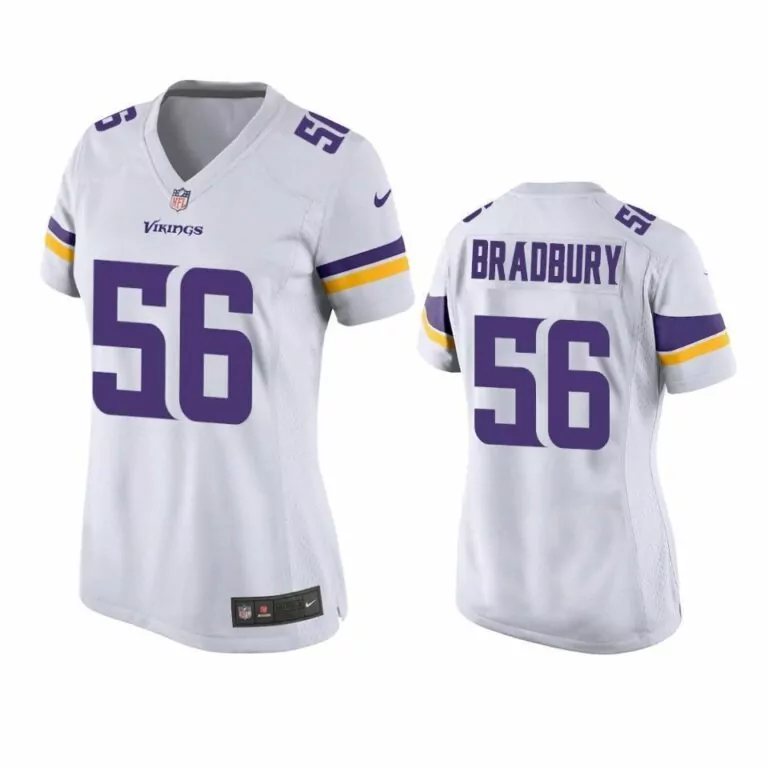 Garrett Bradbury 56 Vikings Jersey White Women Alternate Purple Yellow Game