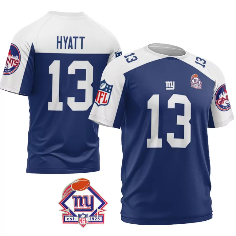 Jalin Hyatt 13 New York Giants Jersey Blue NFL 100th Season Men Standard White Vapor