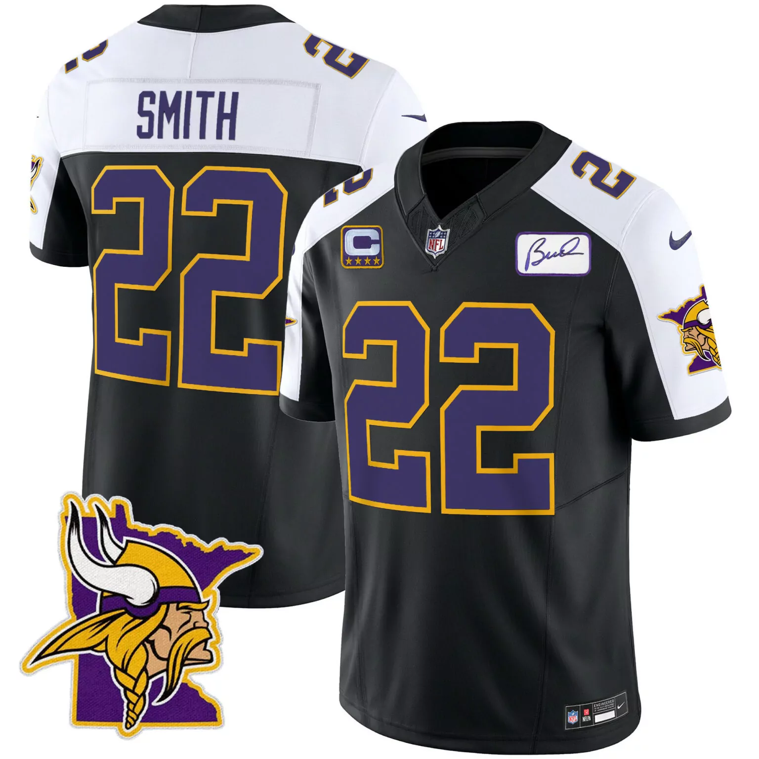 Harrison Smith 22 Jersey Black NFL Limited Minnesota Vikings Captain Men Nike Alternate