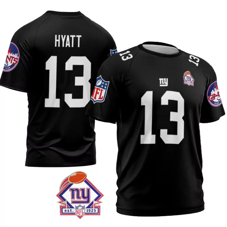 Jalin Hyatt 13 New York Giants Jersey Black Men White Blue Red Vapor Limited