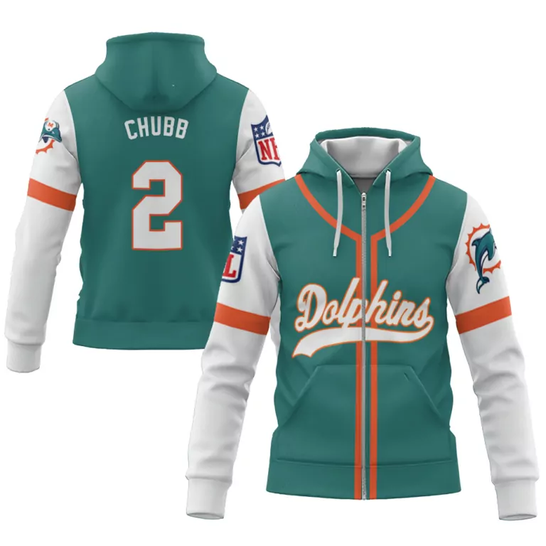Chubb 2 Miami Dolphins Jersey Teal Men Hoodie White Orange Throwback Alternate