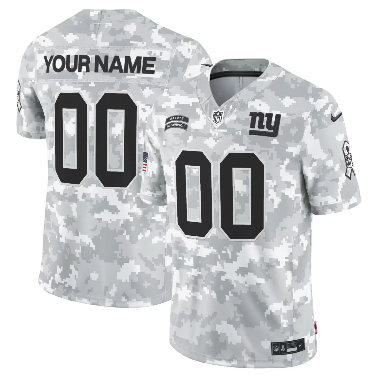 Custom New York Giants Jersey White Salute To Service American Flag Men Game Alternate
