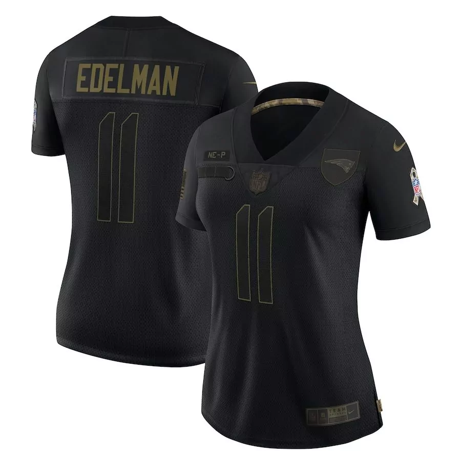 Julian Edelman 11 Jersey Black Salute To Service New England Patriots Camo Pattern Inside Collar
