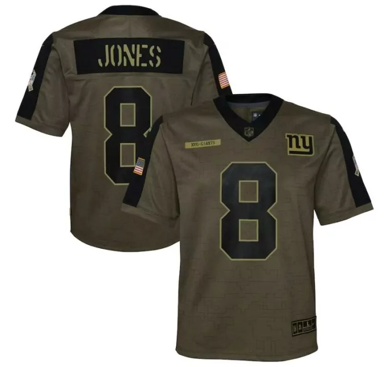 Daniel Jones 8 New York Giants Jersey Olive Green Salute To Service Nyg-giants USA Flag