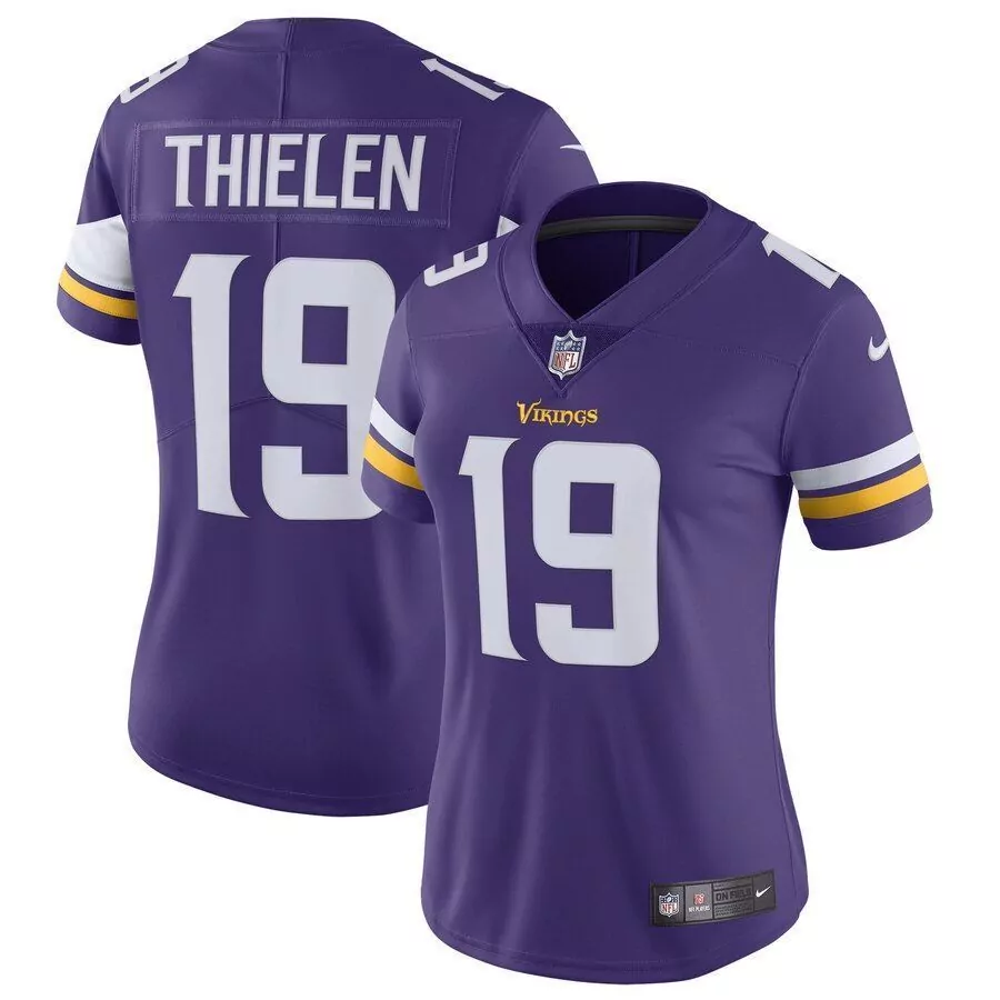 Adam Thielen 19 Vikings Jersey Purple Women White Yellow Vapor Limited