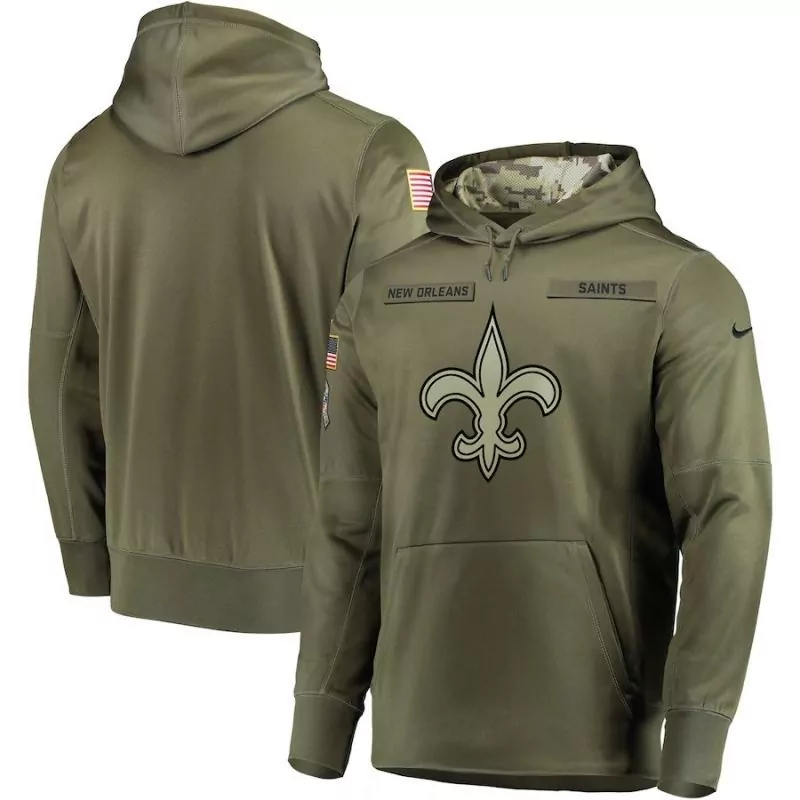 New Orleans Saints Jersey Olive Green Salute To Service American Flag Men Hoodie
