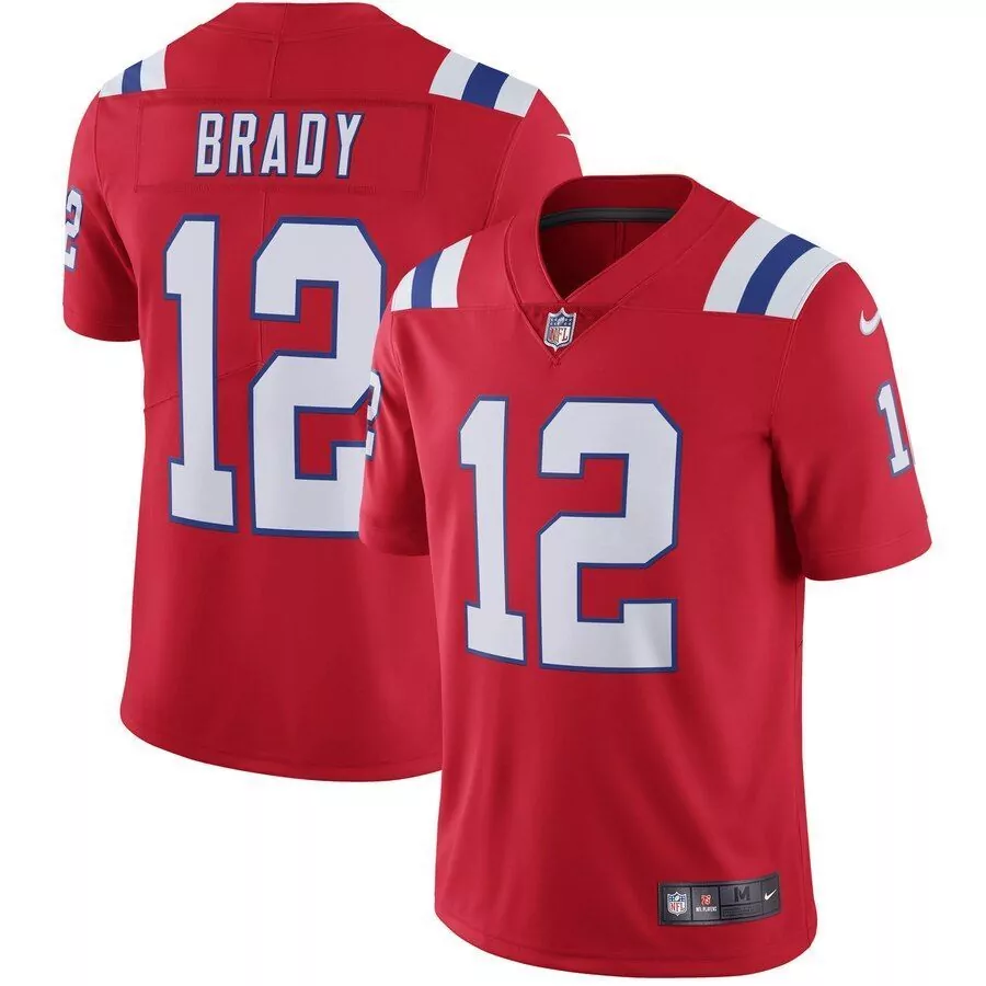 Tom Brady 12 New England Patriots Jersey Red Men Short Sleeve Blue White Vapor Limited