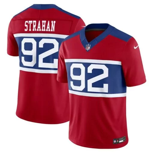 Michael Strahan 92 Jersey Red New York Giants Men Split Design Blue White Alternate