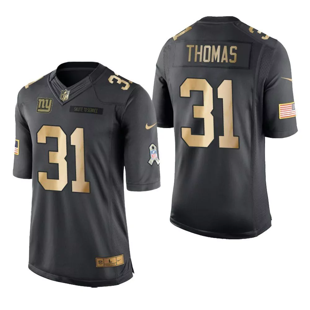 Michael Thomas 31 New York Giants Jersey Black Salute To Service American Flag Men
