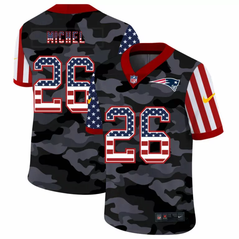 Sony Michel 26 Jersey Gray New England Patriots Men Split-sleeve Split Custom Design