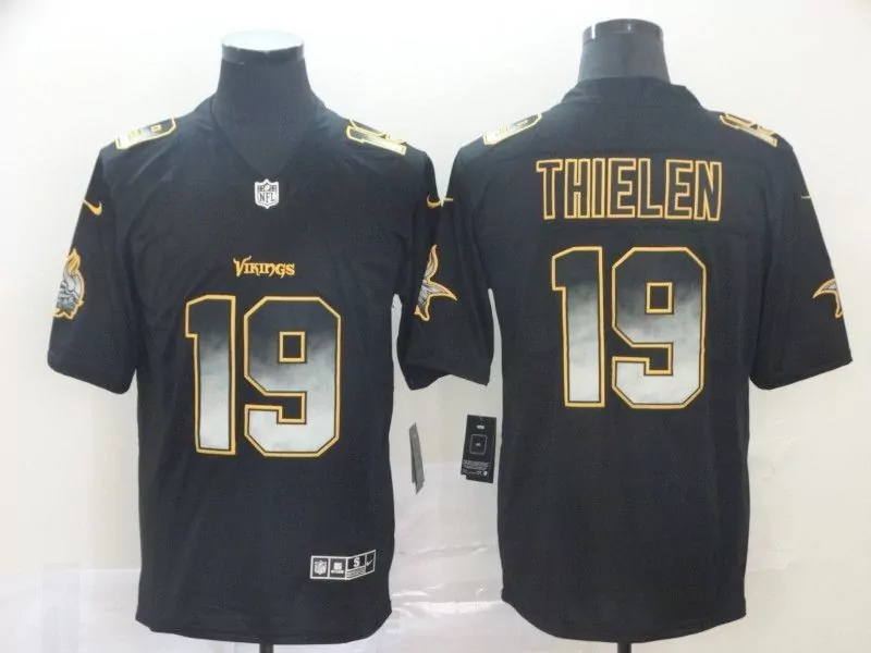 Adam Thielen 19 Minnesota Vikings Jersey Black Men Gold Silver Vapor
