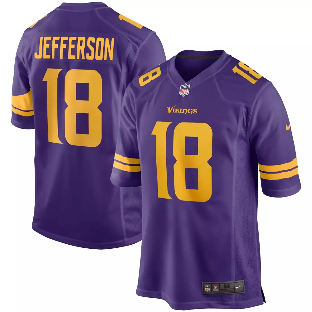 Justin Jefferson 18 Vikings Jersey Purple Men Yellow Alternate Game