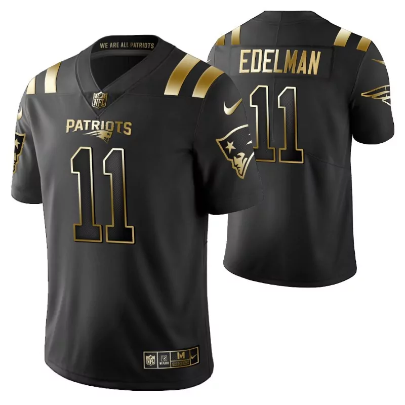 Julian Edelman 11 Patriots Jersey Black Men Standard Gold