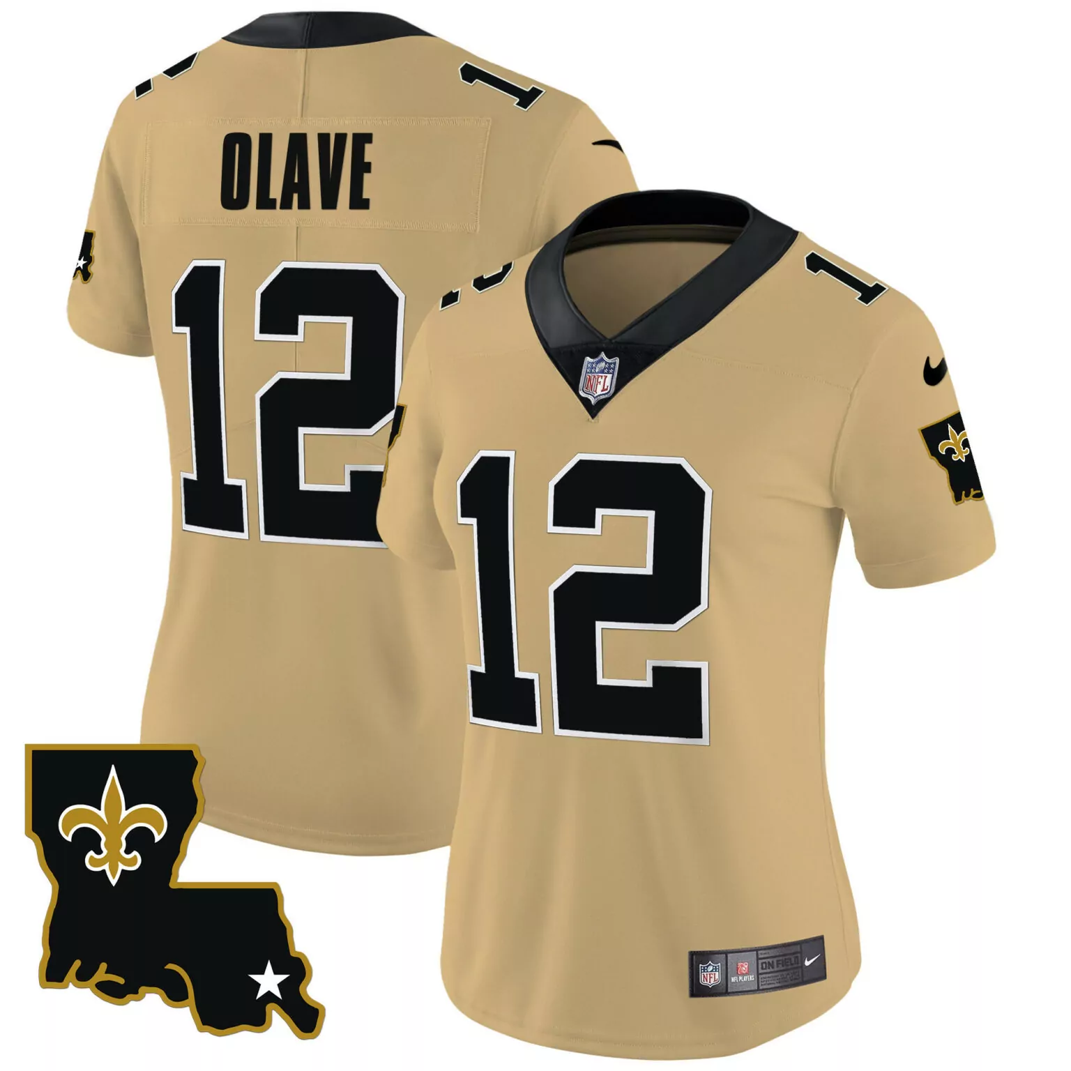 Chris Olave 12 New Orleans Saints Jersey Gold Players Women Standard Black Legacy