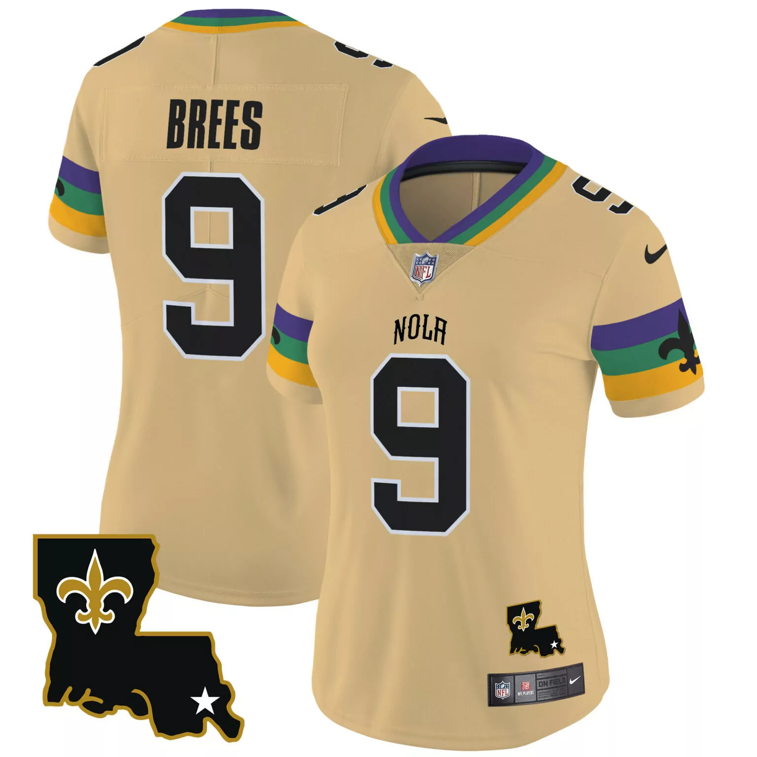 Drew Brees 9 New Orleans Saints Jersey Gold Players Men Player Alternate Purple Green