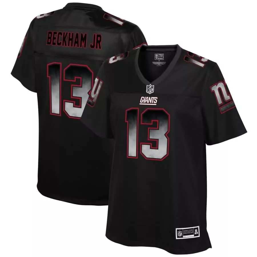 Odell Beckham 13 Giants Jersey Black Men Red Silver Pro Fashion