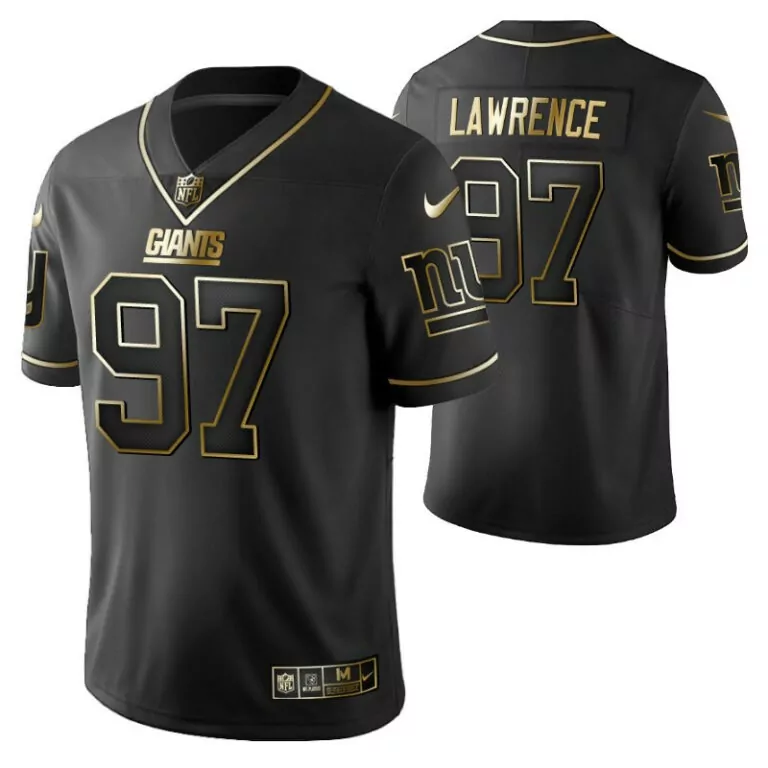 Dexter Lawrence 97 Jersey Black New York Giants Men Game Gold