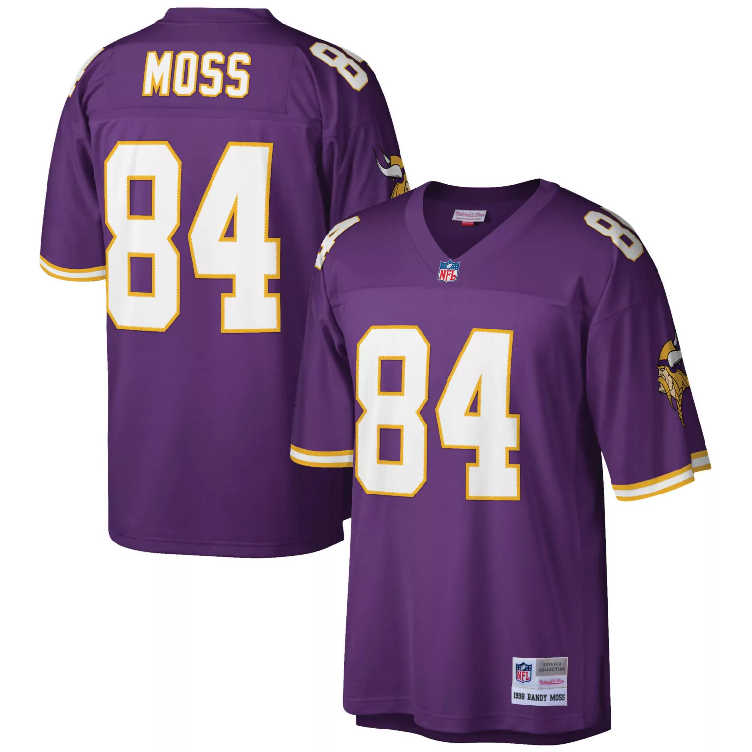 Randy Moss 84 Minnesota Vikings Jersey Purple Men Replica White Yellow Retired Legacy