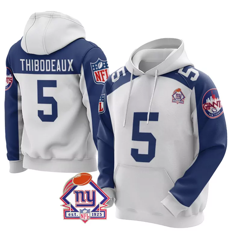 Kayvon Thibodeaux 5 Jersey Blue NFL 100th Season New York Giants Men Hoodie White