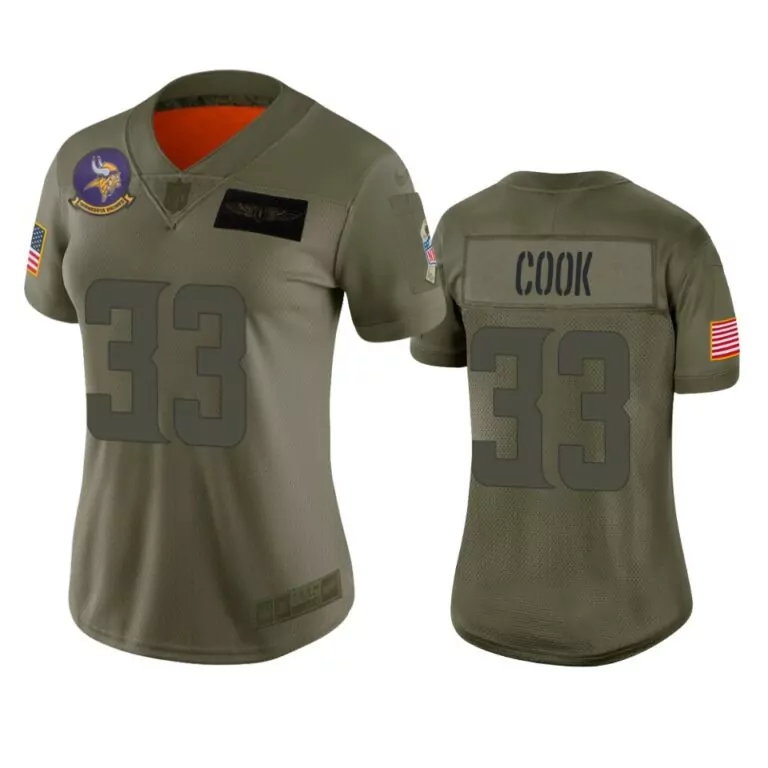 Dalvin Cook 33 Minnesota Vikings Jersey Olive Green Salute To Service Us Flag Men
