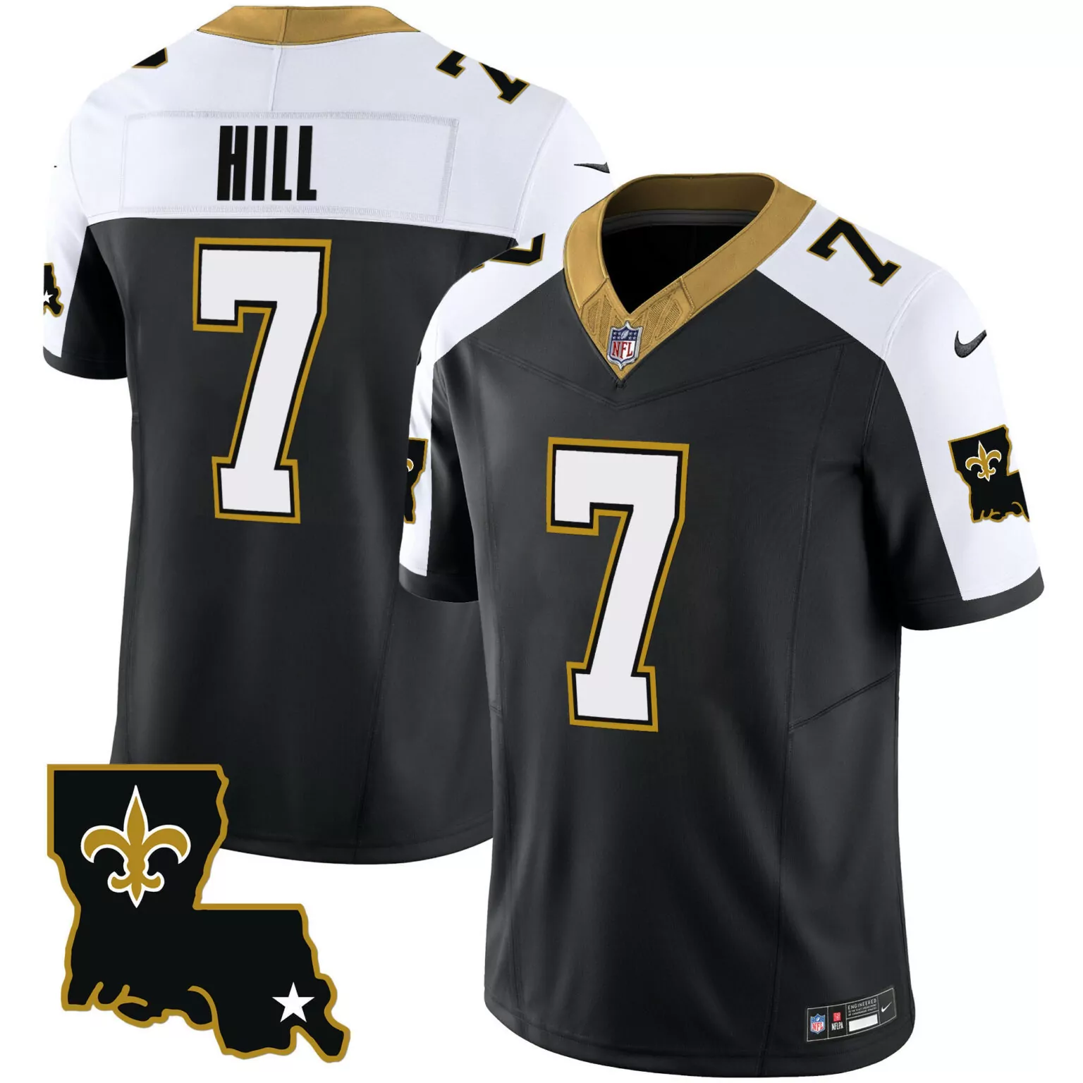 Taysom Hill 7 New Orleans Saints Jersey Black Men White Gold Alternate Legacy All