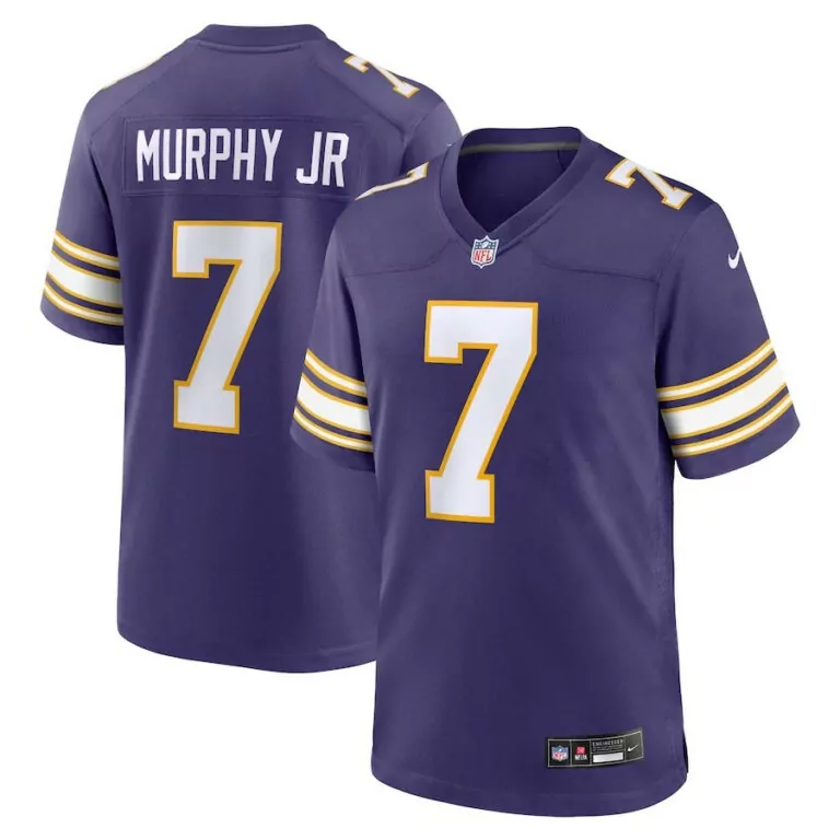 Byron Murphy 7 Minnesota Vikings Jersey Purple Men White Gold Classic Game