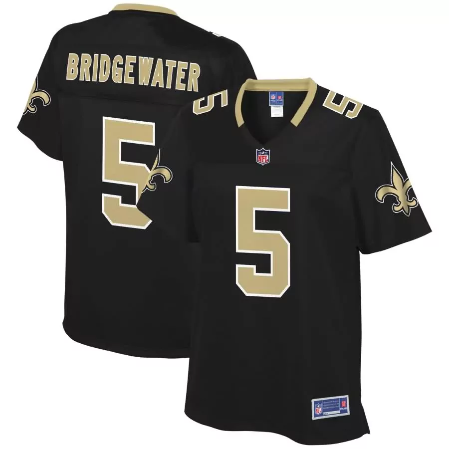 Teddy Bridgewater 5 Jersey Black New Orleans Saints Men Replica Gold Pro