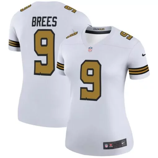 Drew Brees 9 New Orleans Saints Jersey White Women Alternate Gold Black