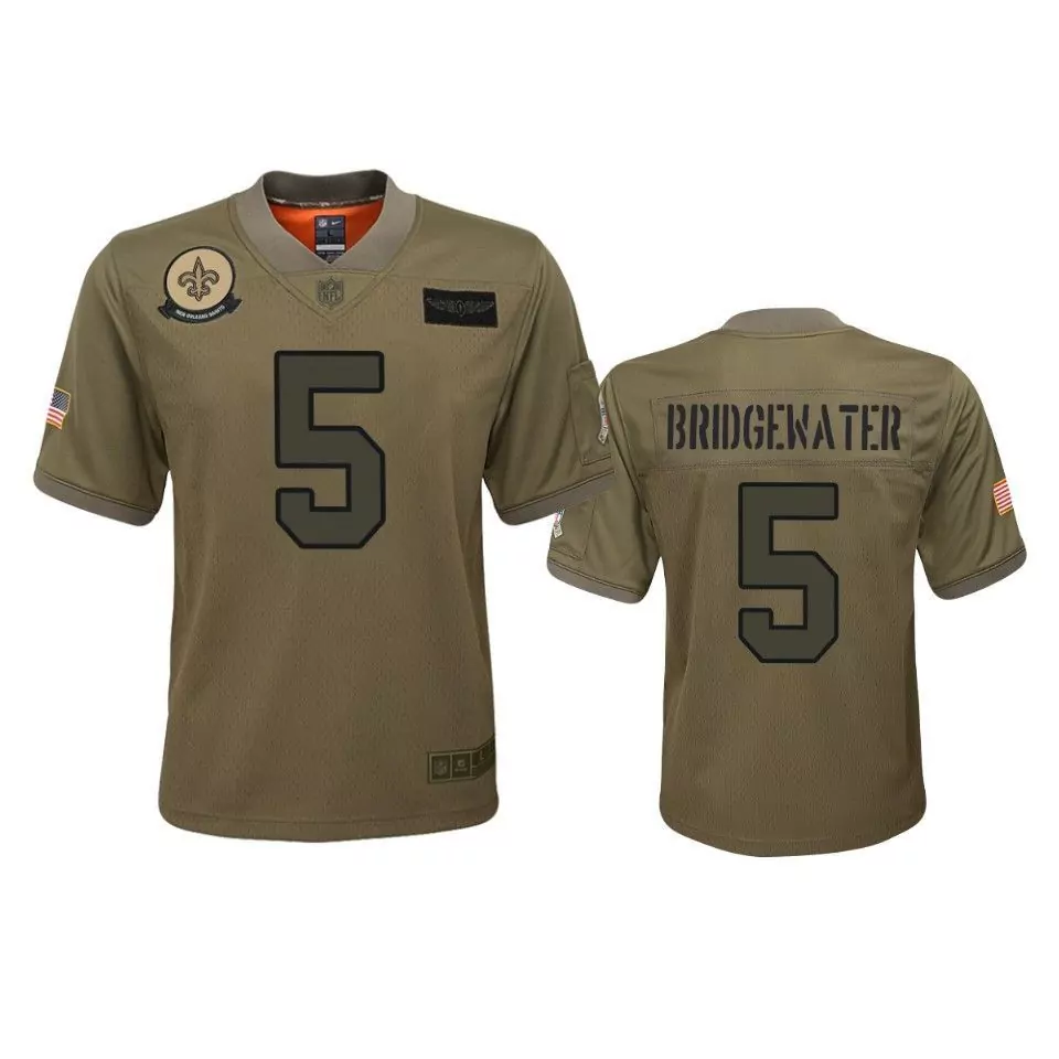 Teddy Bridgewater 5 Jersey Olive Green Salute To Service New Orleans Saints Us Flag