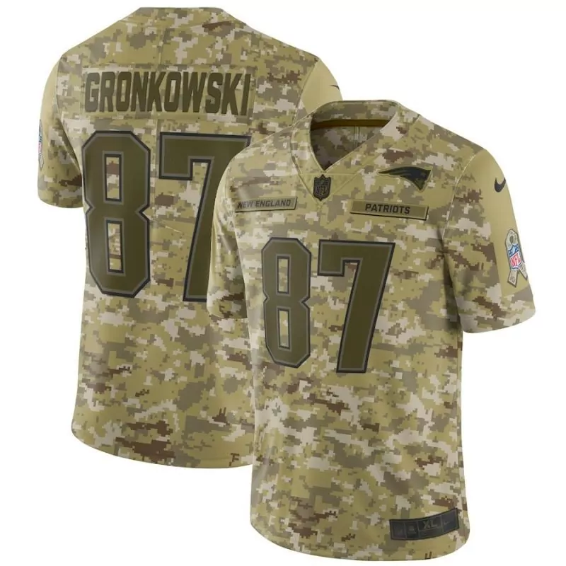 Rob Gronkowski 87 Jersey Camouflage New England Patriots Salute To Service Men Game