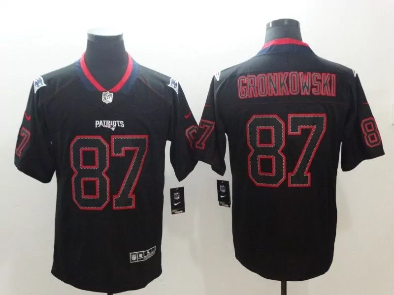 Rob Gronkowski 87 Patriots Jersey Black Men Red Navy Blue Classic