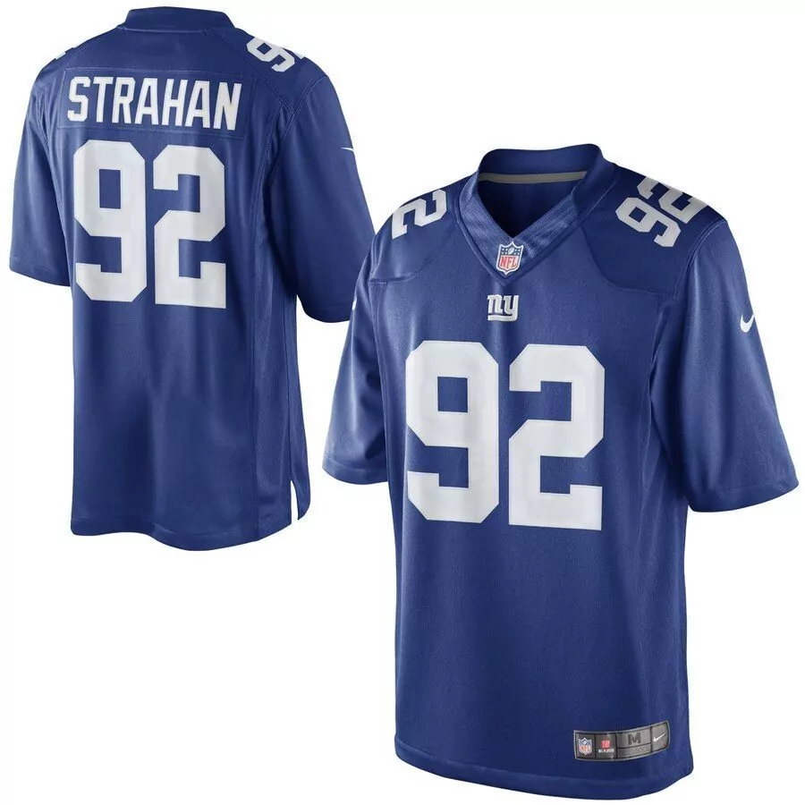 Michael Strahan 92 Jersey Blue New York Giants Men White Retired Limited
