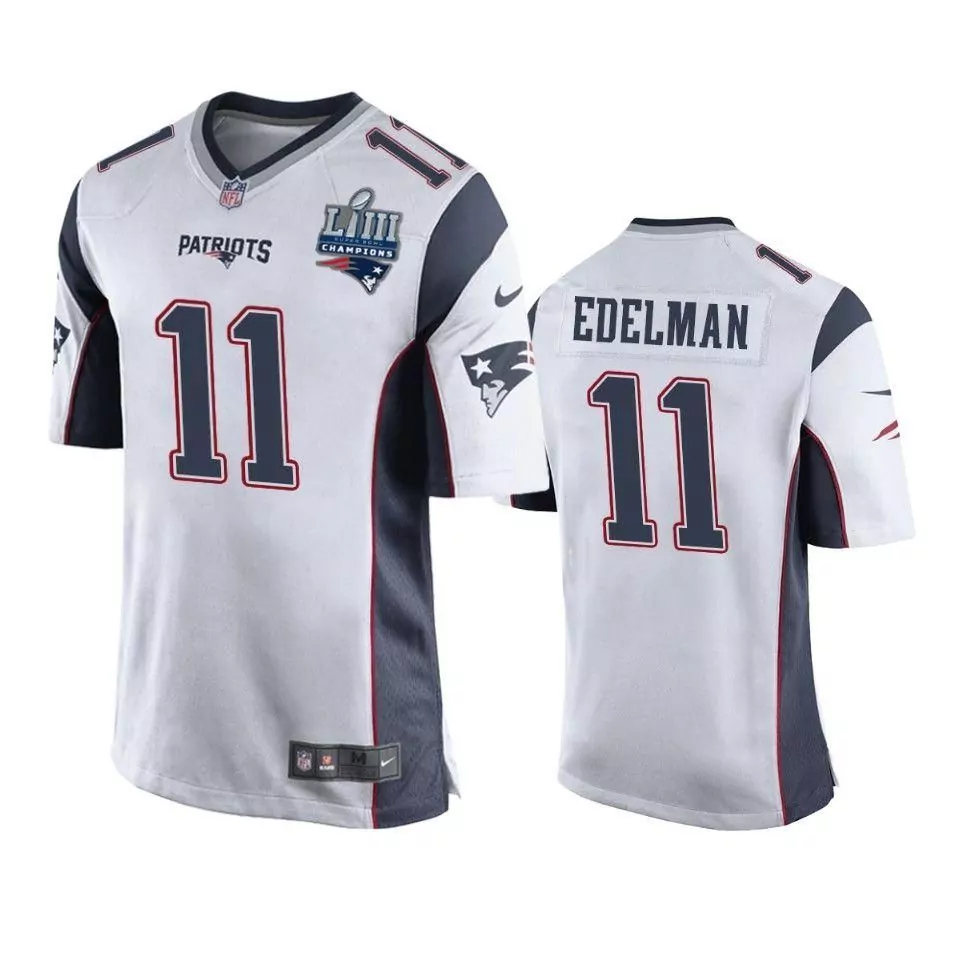 Julian Edelman 11 Jersey White Super Bowl Liii Champions New England Patriots Men