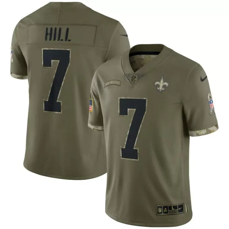 Taysom Hill 7 New Orleans Saints Jersey Olive Green Salute To Service Us Flag Men