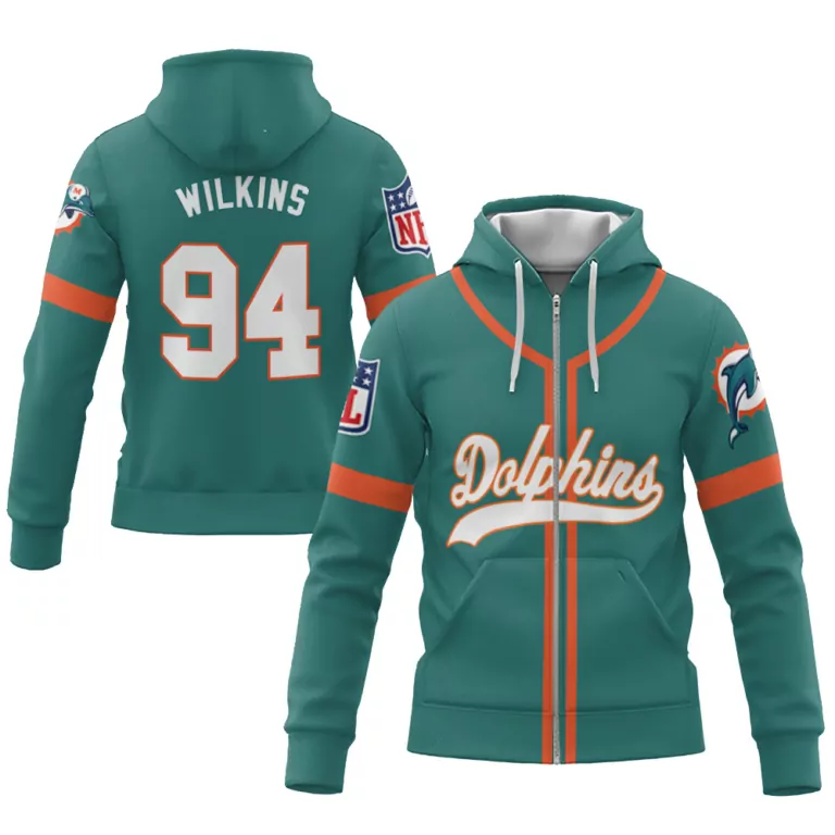 Wilkins 94 Dolphins Jersey Teal Hoodie Orange White Throwback