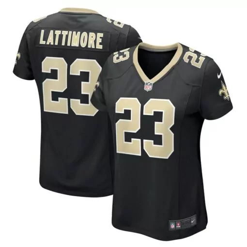 Marshon Lattimore 23 Saints Jersey Black Men Player Gold Game