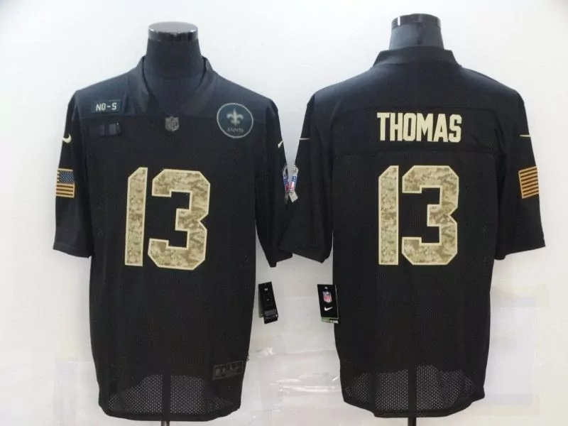 Michael Thomas 13 Saints Jersey Black Salute To Service USA Flag Us Army Men Gold