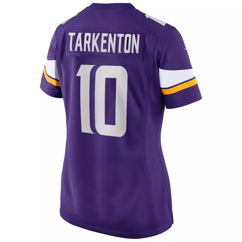Fran Tarkenton 10 Jersey Purple Minnesota Vikings Women NFL White Gold Yellow Game