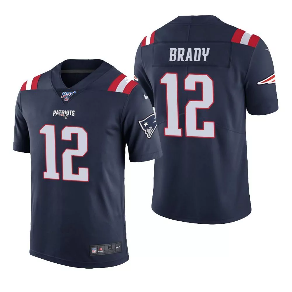 Tom Brady 12 Patriots Jersey Navy Men Authentic Red White Rush