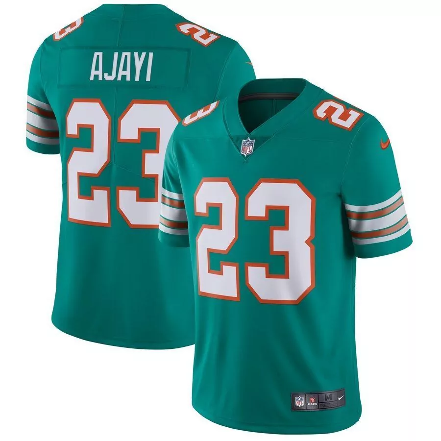 Michael Ajayi 23 Miami Dolphins Jersey Teal Men Orange White Vapor Alternate Limited